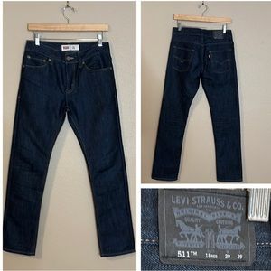 Levi’s 511 Slim Dark Wash Tapered Classic Casual Boy’s Denim Jeans 18 Regular